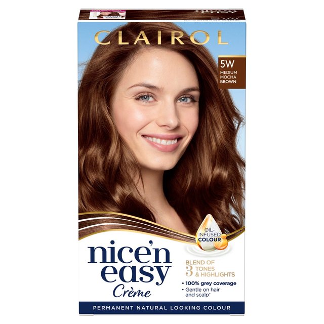 Clairol Long-Lasting 5W Medium Mocha Brown Nice’N Easy Creme Permanent Hair Dye, One Size