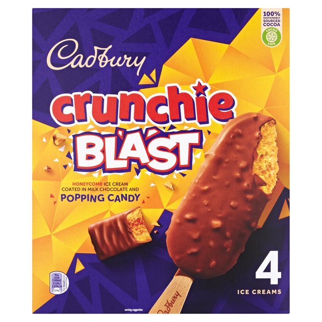 Cadbury Crunchie Blast Ice Cream, 4 x 100ml