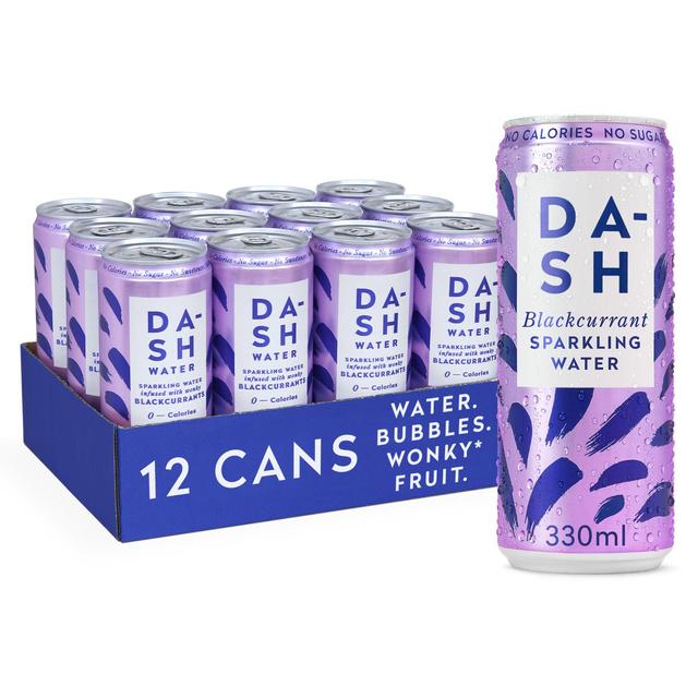 Dash Blackcurrant Infused Sparkling Water, 12 x 330ml