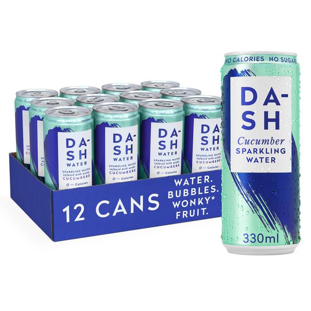 Dash Cucumber Infused Sparkling Water, 12 x 330ml