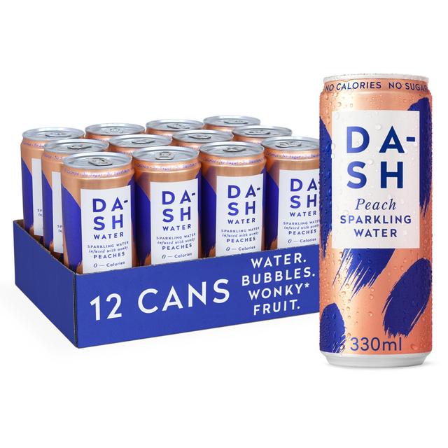 Dash Peach Infused Sparkling Water, 12 x 330ml