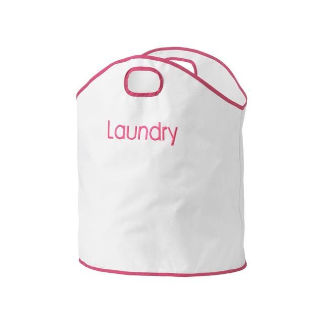Premier Housewares White and Pink Dual Handled Oxford Laundry Bag, One Size