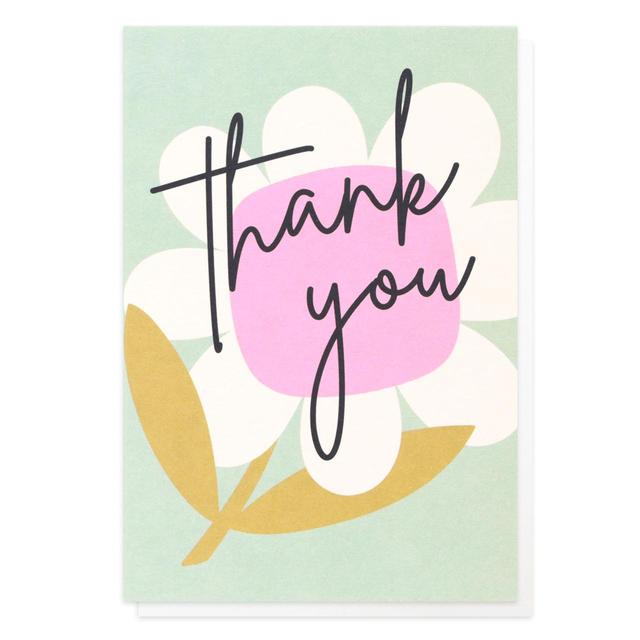 Caroline Gardner Black, White and Pink Pack Of 10 Thank You Flower Cards, 16.5x10x2cm, 10 per Pack