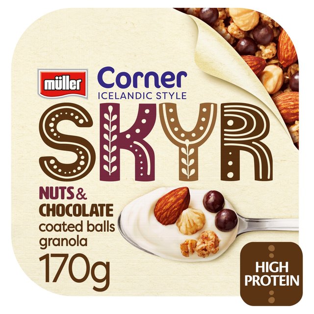 Muller Corner Iceland Style Skyr Nuts and Chocolate Coated Granola, 170g