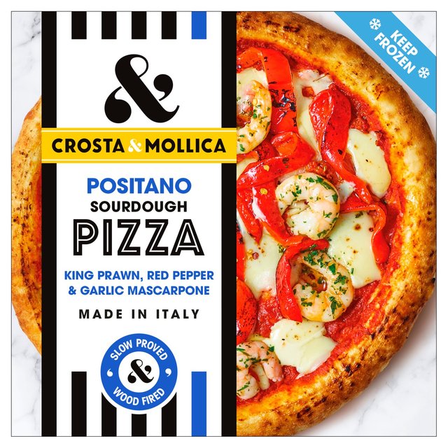 Crosta & Mollica Positano Sourdough Pizza With Prawns & Peppers, 486g