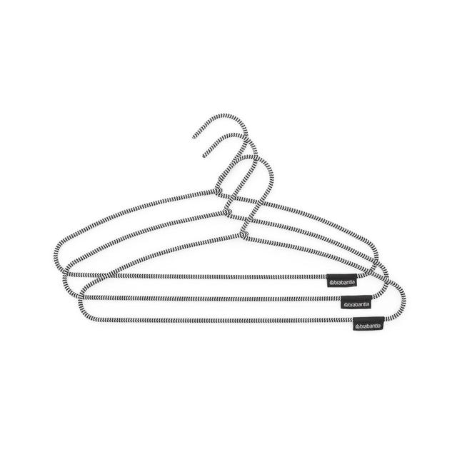 Brabantia Black and White Steel Set of 3 Soft Touch Clothes Hangers, 3 Per Pack
