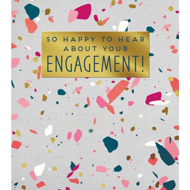 Gold, Blue and Pink Mill Board So Happy Engagement Card, 160x176mm