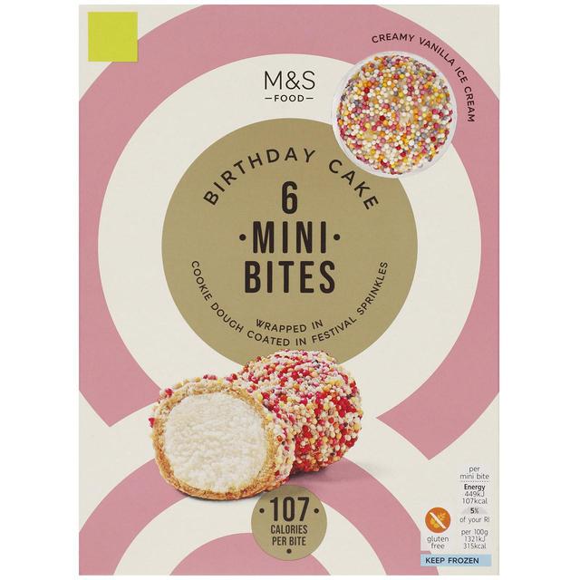 M & S Mini Cookie Dough Birthday Cake Ice Cream Bites, 204g