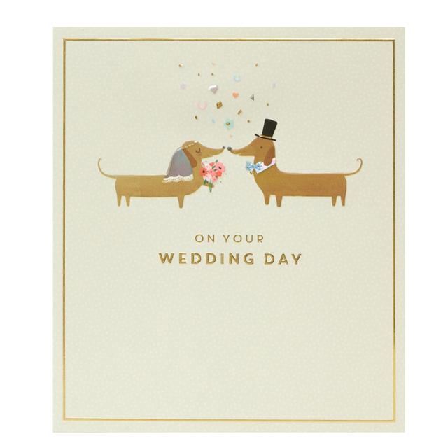 UK Greetings Cream and Brown Sausage Dog Wedding Card, 15.9x18.4cm