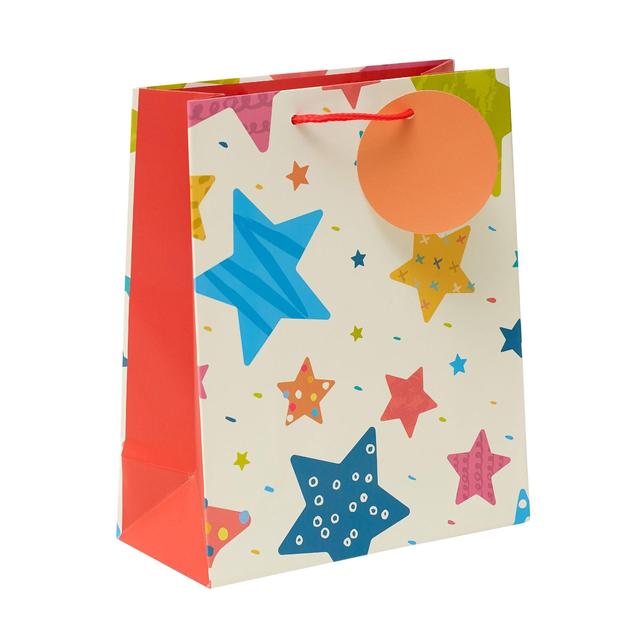 UK Greetings Orange and Blue Bright Stars Gift Bag, Medium