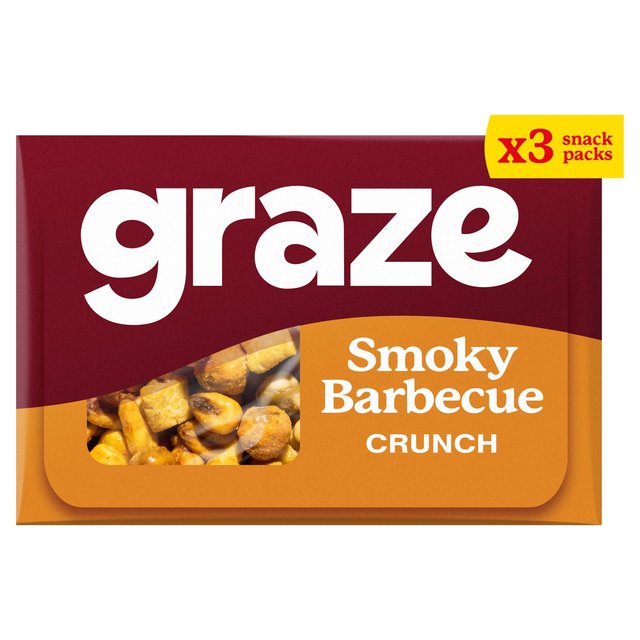 Graze Smoky Barbecue Crunch Vegan Healthy Snack Triple Pack, 91g, 3 x 28g