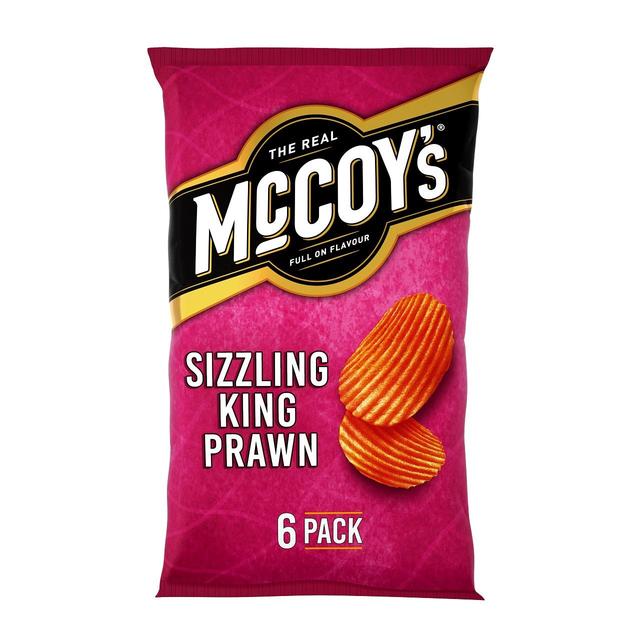 McCoy’s Pack of 6 Sizzling King Prawn Multipack Crisps, 6x25g, 6 per Pack