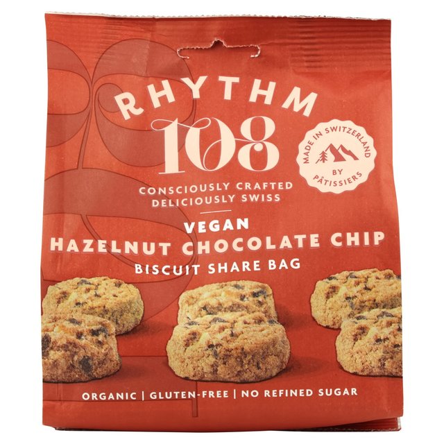 Rhythm 108 Swiss Vegan Hazelnut Chocolate Chip Share Bag, 135g