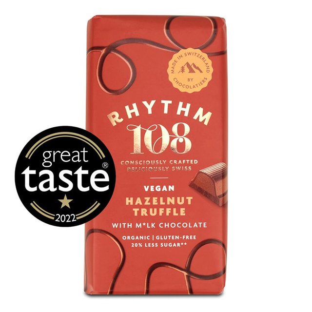Rhythm 108 Swiss Vegan Hazelnut Truffle Bar With M’lk Chocolate, 100g