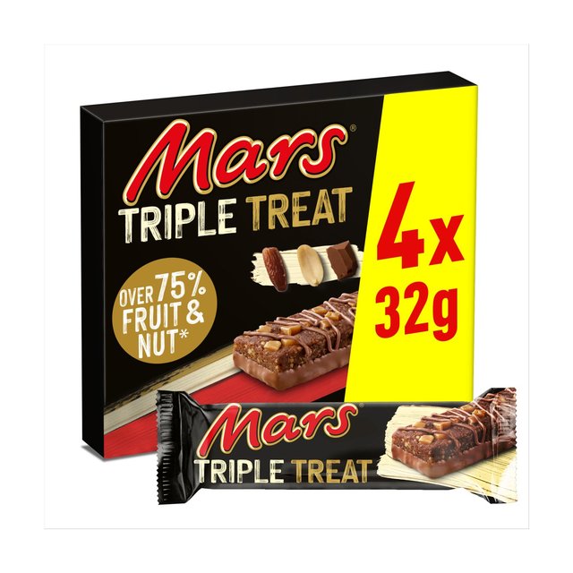 Mars Triple Treat Fruit & Nut Multipack Chocolate Bar Snack, 128g