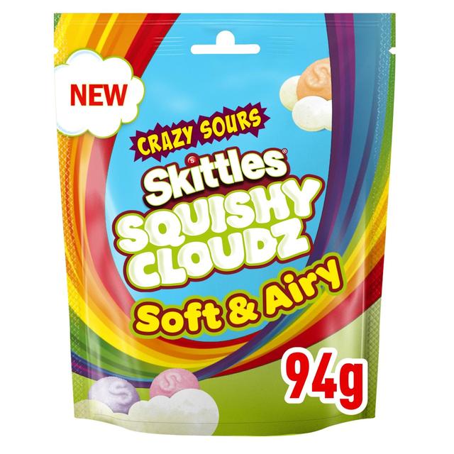 Skittles Squishy Cloudz Crazy Sour Sweets Bag, 94g