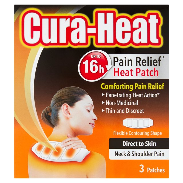 Cura-Heat Heat Patch Pain Relief Neck Direct To Skin, 3 Per Pack