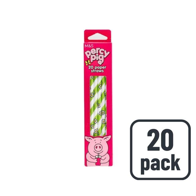 M & S Percy Pig Paper Straws, 20 Per Pack