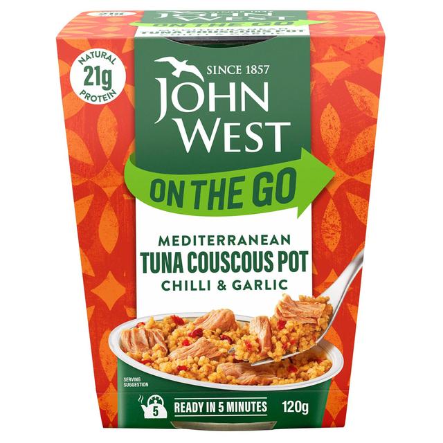 John West On The Go Mediterranean Chilli & Garlic Tuna Couscous Pot, 120g
