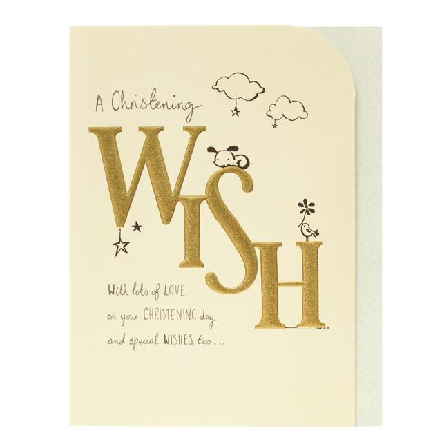 UK Greetings Gold A Christening Wish Card, 14.9x19.5cm