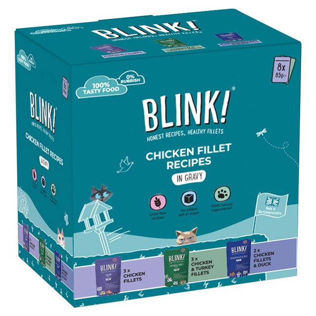 Blink! Chicken Fillets Selection In Gravy Multipack Pouches, 8 x 85g