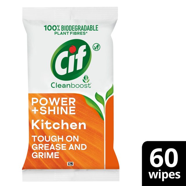 Cif Kitchen Cleaning Biodegradable Wipes Fresh Citrus, 60 Per Pack
