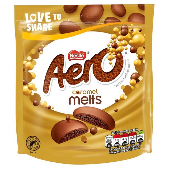 Aero Melts Caramel Milk Chocolate Sharing Bag, 8x86g, 86g
