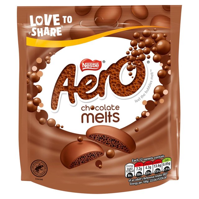 Aero Melts Milk Chocolate Sharing Bag, 8x92g, 92g