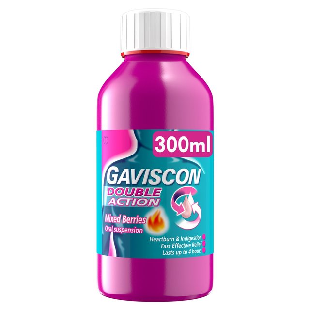 Gaviscon Double Action Liquid Heartburn Indigestion Mixed Berry, 300ml