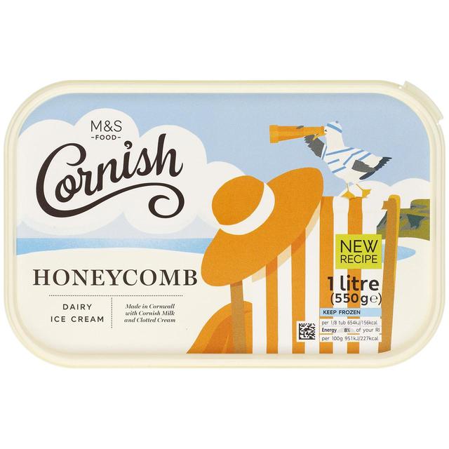 M & S Cornish Honeycomb Ice Cream, 1L