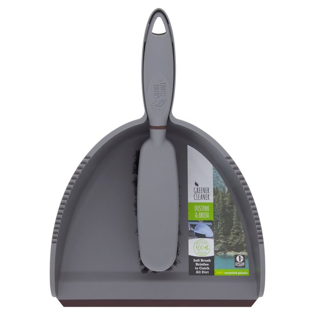 Greener Cleaner 100% Recycled Plastic Dustpan & Brush Slate Grey