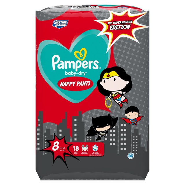 P & G White, Black and Red Pampers Baby Dry Character Pants S8, 18 per Pack