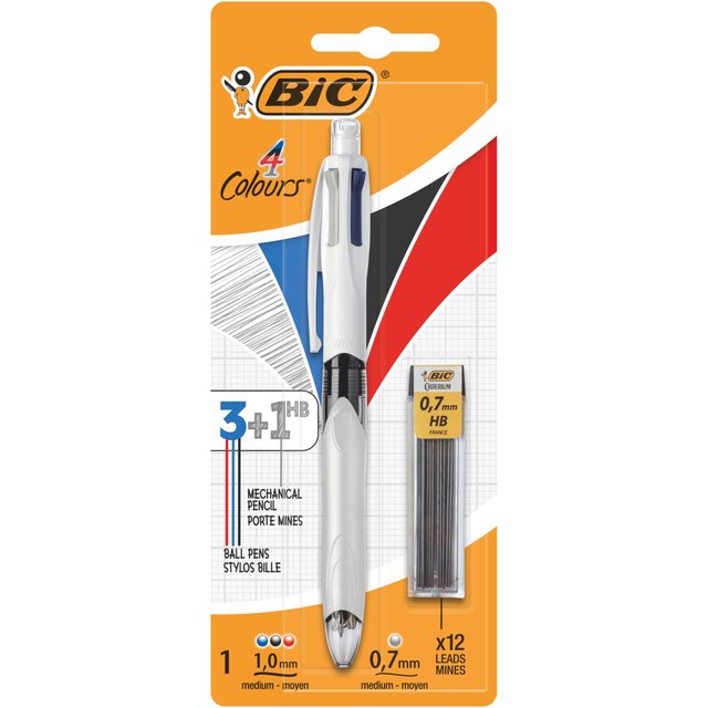 Bic UK Black Pack of BIC 3 Colours + HB Lead Pencil, 1.0mm, Pack of 1