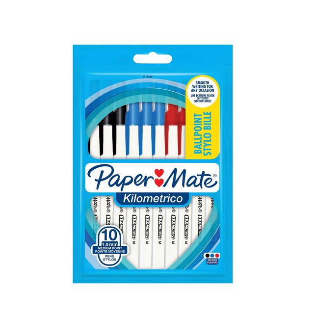 Paper Mate Kilometrico Assorted, 10 Per Pack
