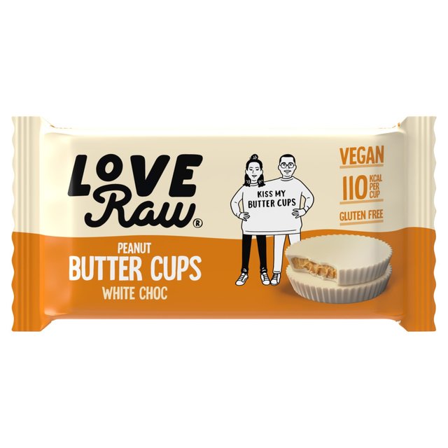 LoveRaw White Choc Peanut Butter Cups, 34g
