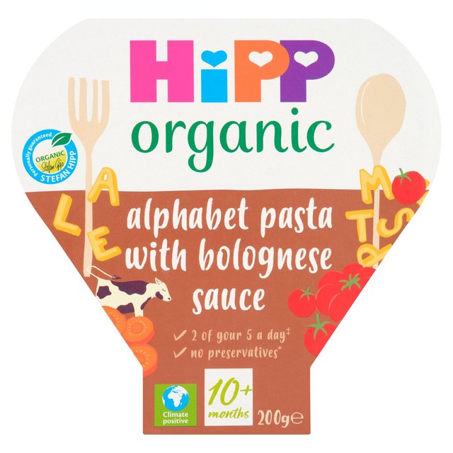 HiPP Organic Alphabet Pasta In Bolognese Sauce Toddler Tray Meal 10m+, 200g
