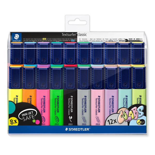 Staedtler Classic Yellow, Orange and Green 20 Piece Textsurfer Highlighter Wallet, One Size