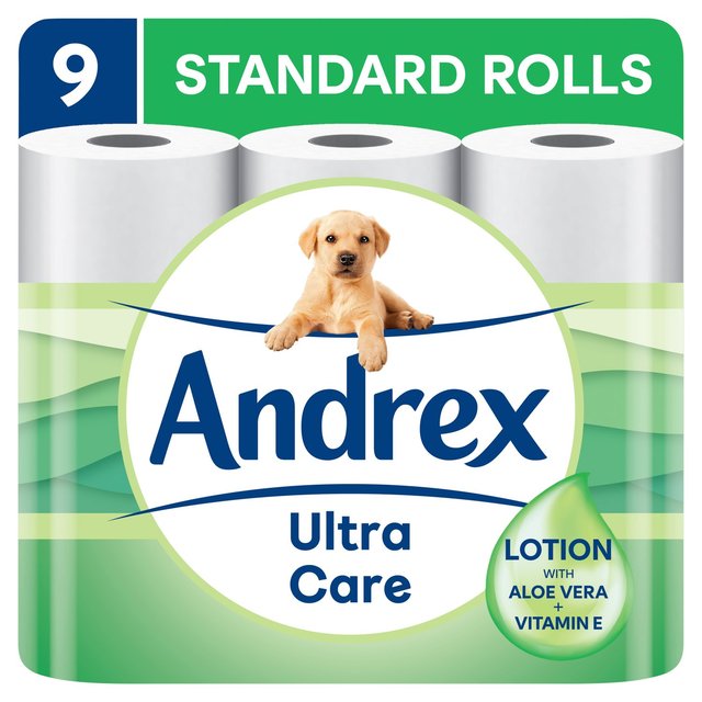 Andrex White Ultra Care 9 Rolls of Toilet Roll, 9 Per Pack