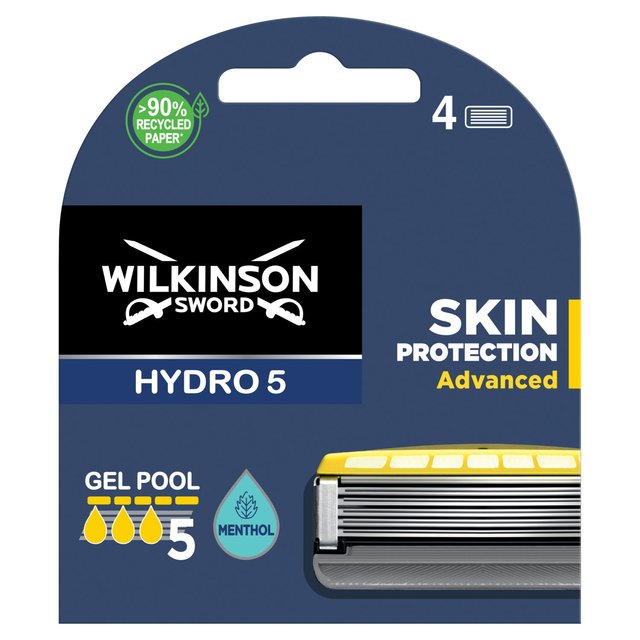 Wilkinson Sword Silver Hydro 5 Skin Protection Advanced Men’s Razor Blades, 4 Per Pack