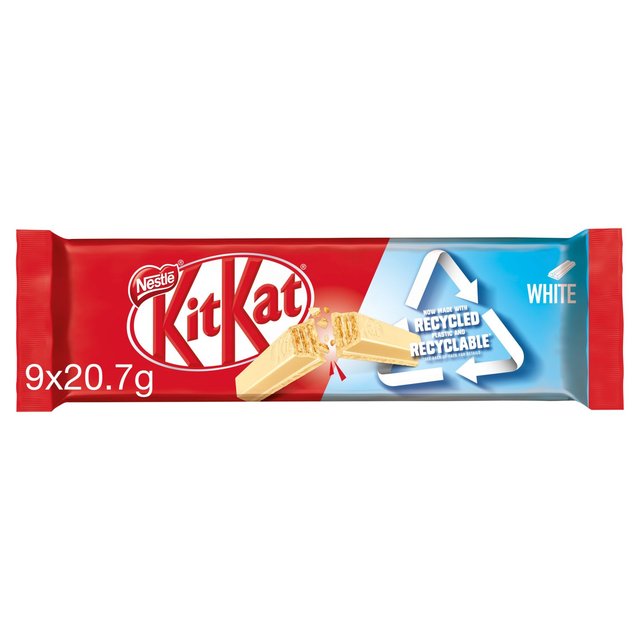 KitKat 2 Finger White Chocolate Biscuit Bar Multipack, 9 x 20.7g