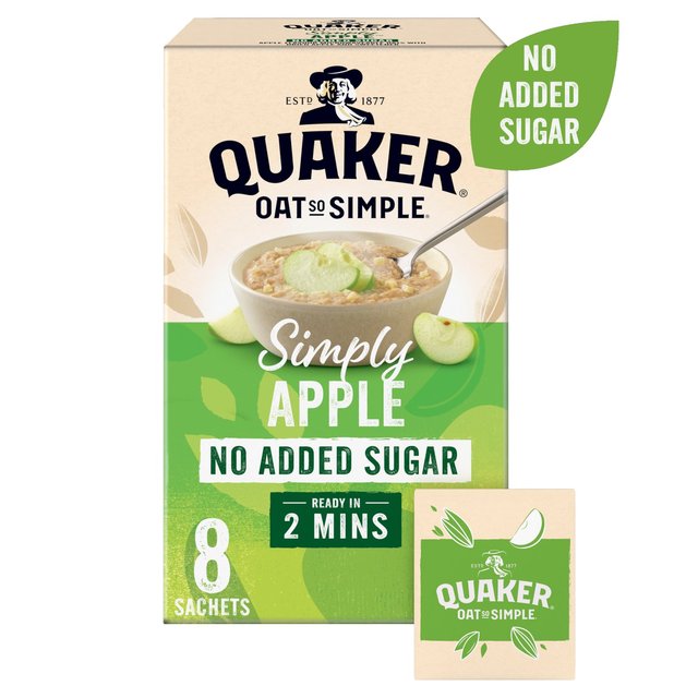 Quaker Oat So Simple Simply Apple Porridge Cereal No Added Sugar, 8 Per Pack