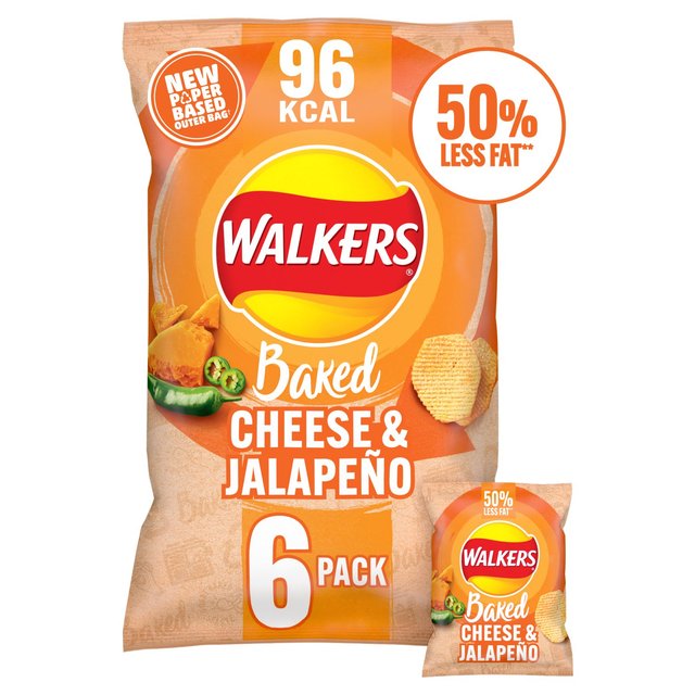 Walkers Baked Cheese & Jalapeno Multipack Snacks, 6 Per Pack