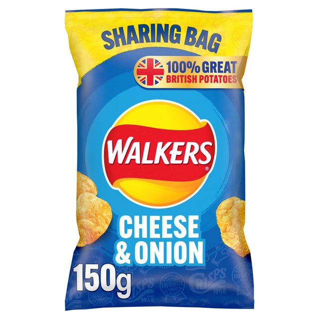 Walkers Cheese & Onion Sharing Bag Crisps, 150g