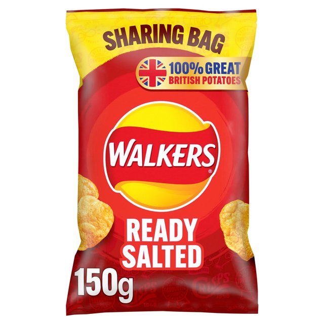 Walkers Ready Salted Sharing Bag Crisps, 150g