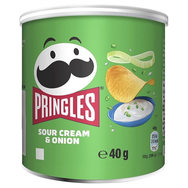 Pringles Sour Cream & Onion Crisps Can, 40g