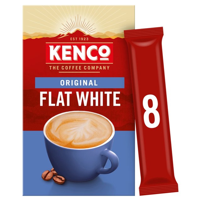Kenco Flat White Instant Coffee Sachets, 8 Per Pack