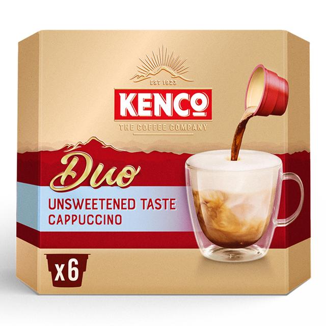 Kenco Duo Cappuccino Unsweetened Instant Coffee, 6 Per Pack