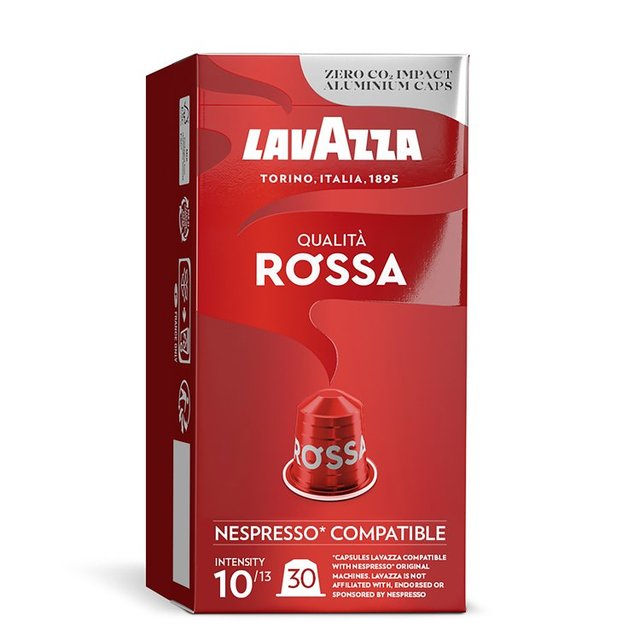 Lavazza Qualita Rossa Aluminium Nespresso Compatible Capsules, 30 Per Pack
