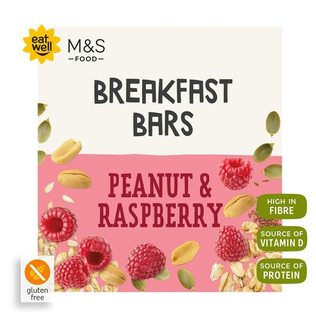 M & S 3 Peanut and Raspberry Breakfast Bars, 3 x 50g