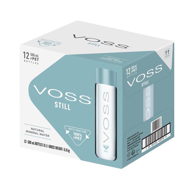 Voss Still Artesian Water Rpet Bottle, 12 x 500ml